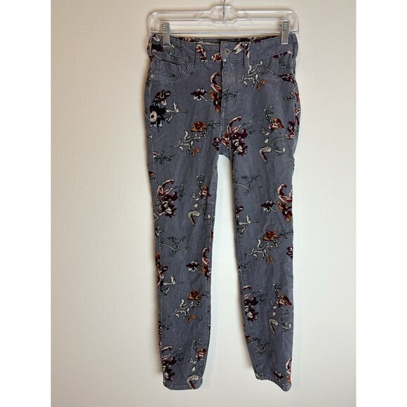 Pilcro 26 Corduroy Floral Pants Skinny Gray Cord Boho Anthropologie Jeans - Picture 2 of 7